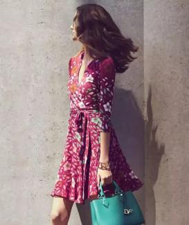 Ruffled pleated skirt chiffon floral skirt red cross-border women's wrap skirt