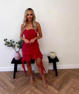 Ruffle Short Dress Sexy V Neck Spaghetti Straps Tassel Slim Dresses Female Summer Party Educational Dress